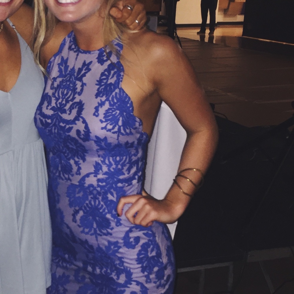 Boutique royal blue tie back dress